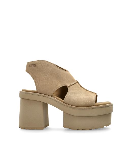 Ugg Natural Heeled Sandals W New Heights Plaform T-Strap