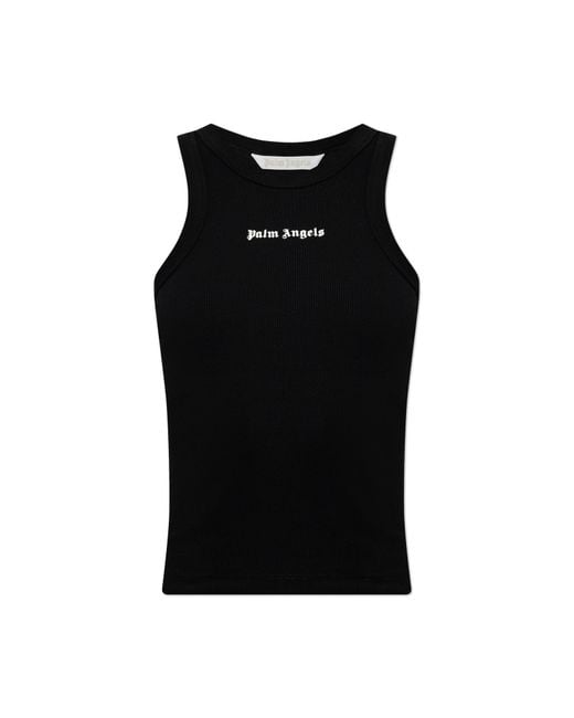 Palm Angels Black Cotton Top With Logo
