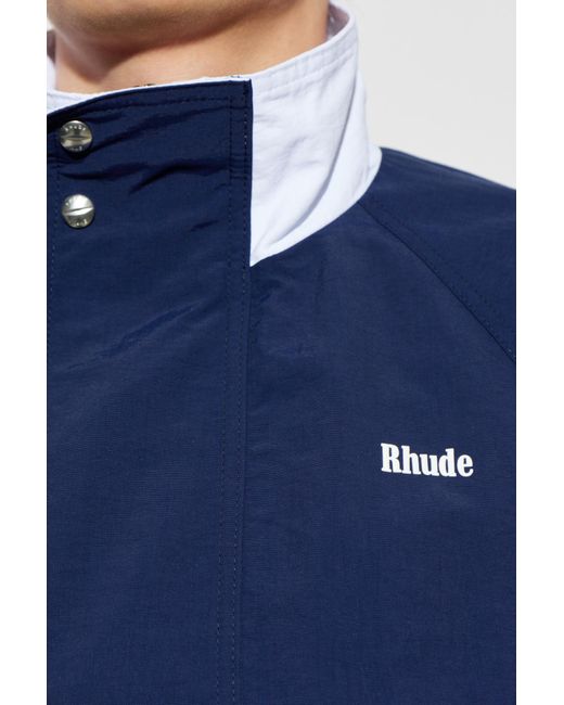 Rhude Blue Jacket With Stand-Up Collar for men