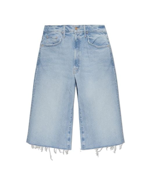 Mother Blue 'The Whole Lot Zip Fray' Denim Shorts