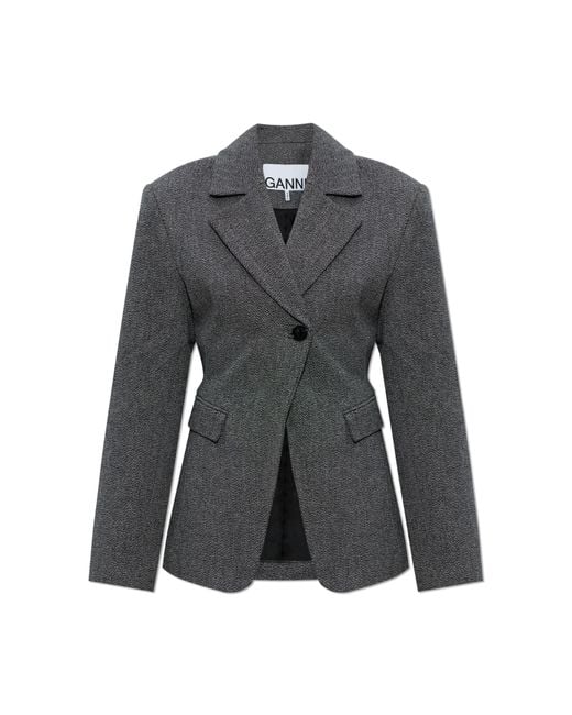 Ganni Gray Blazer With Pockets