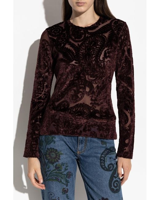 Etro Purple Top With A Velvet Pattern
