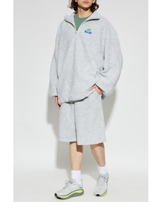 American Vintage White Fleece Sweatshirt With A Stand-Up Collar for men