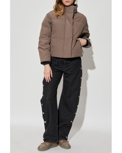 Canada Goose Brown Down Jacket With Logo Patch