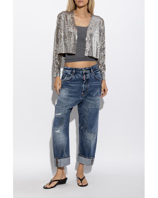 DSquared² White Wool Cardigan With Shimmering Sequins