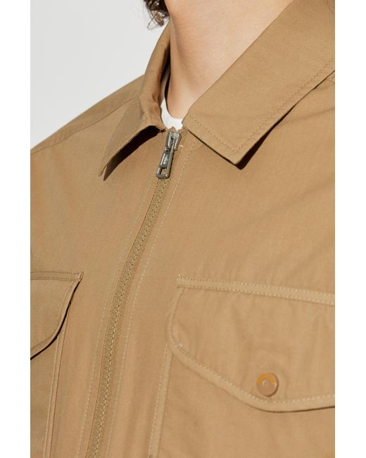 Moncler Blue Jacket With Logo Patch for men