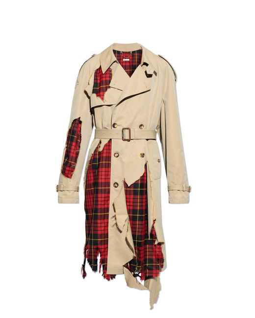 Alexander McQueen Plaid Wool Insert Trench Coat in White for Men Lyst UK