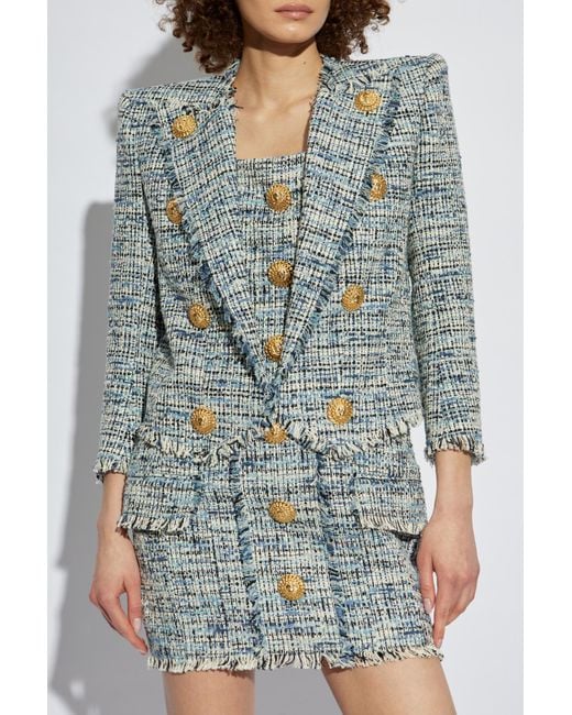 Balmain Blue Tweed Blazer