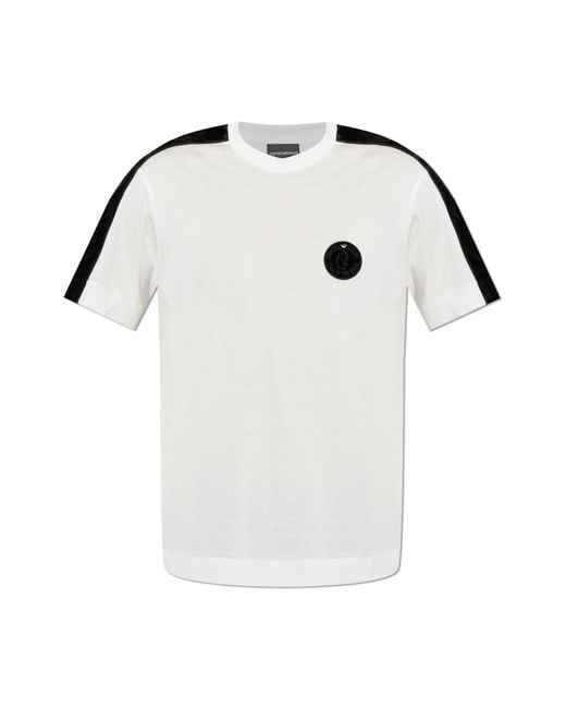 Emporio Armani White T-Shirt With Logo Patch for men