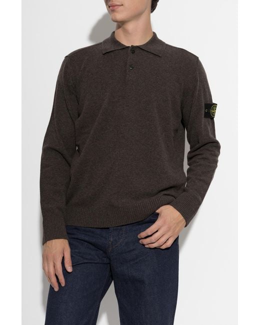 Stone Island Black Jacket With Logo Patch for men