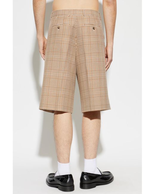 AMI Natural Plaid Pattern Shorts for men