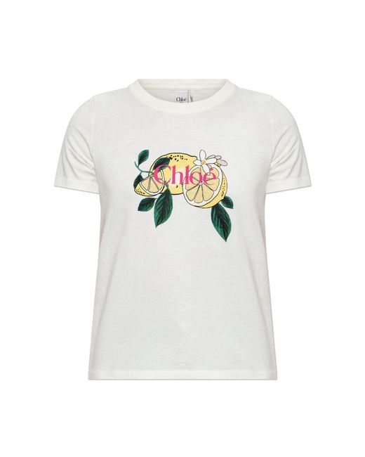 Chloé White T-Shirt With A Colorful Print