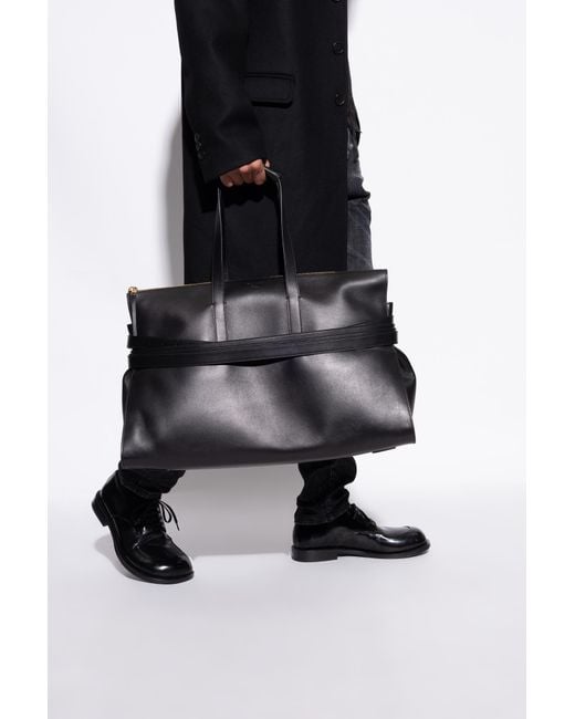 Moschino Black Leather Shopper Bag for men