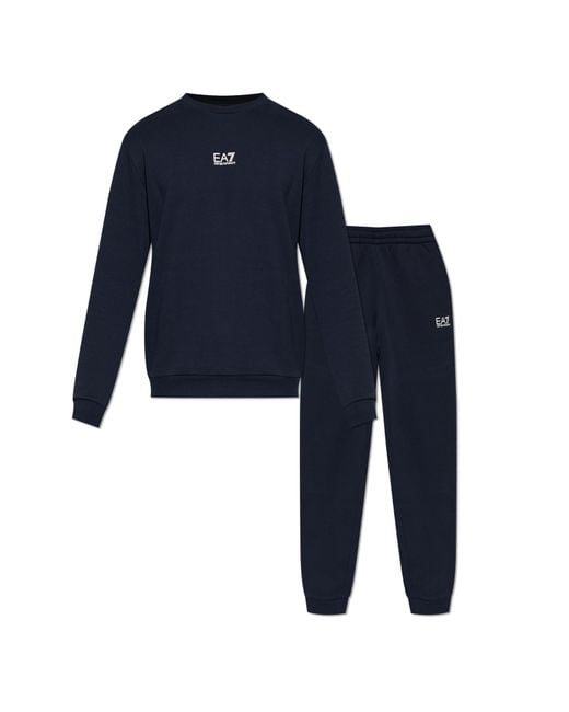 EA7 Blue Tracksuit Set: Sweatshirt And Pants for men