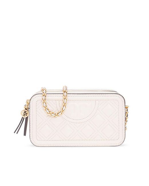 Tory Burch Leather Fleming Double-zip Mini Bag in Cream (Natural) | Lyst UK