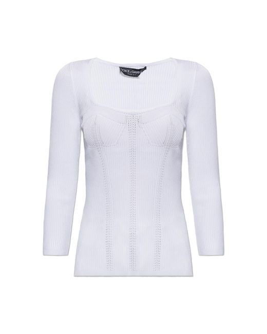 Dolce & Gabbana White Fitted Cut Top