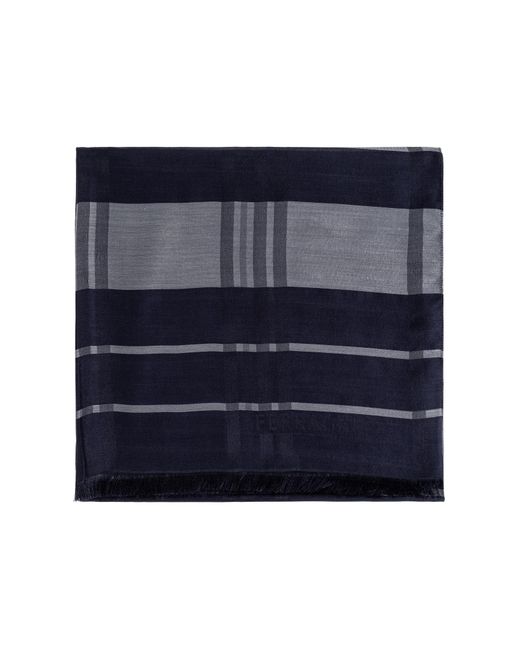 Ferragamo Blue Scarf With A Check Pattern for men