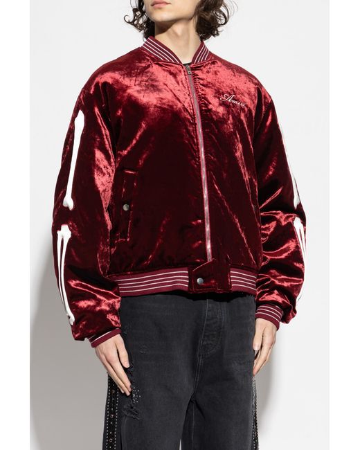Amiri Red Velour 'Bomber' Jacket for men