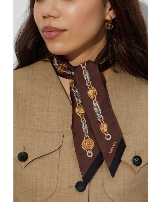 Versace Black Silk Scarf With "The Lover" Print