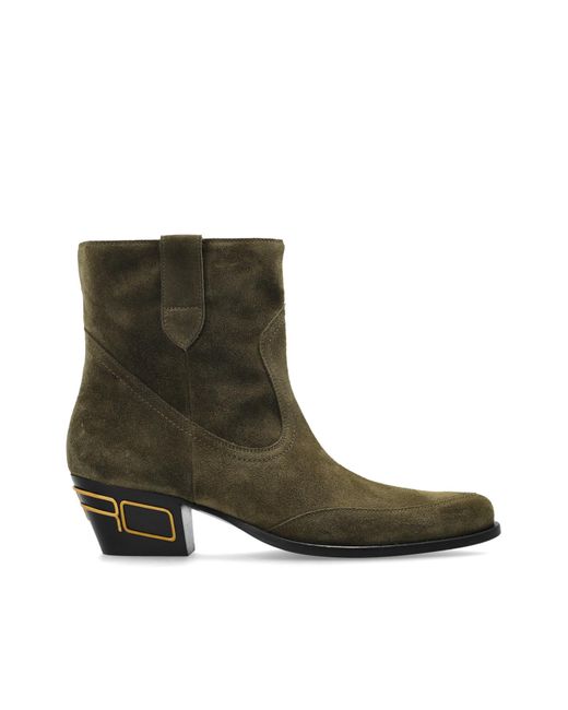 Etro Green Suede Heeled Ankle Boots