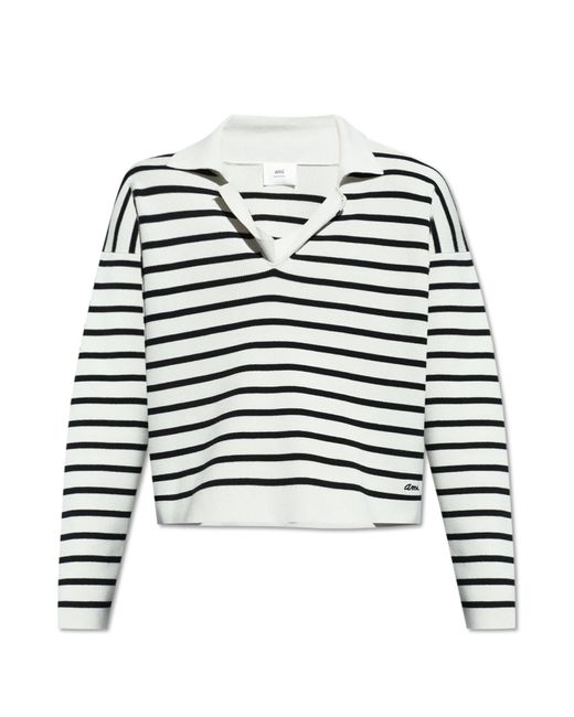 AMI Black Striped Pattern Sweater for men