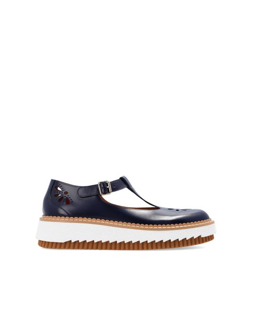 Chloé Blue 'mary Jane' Leather Shoes