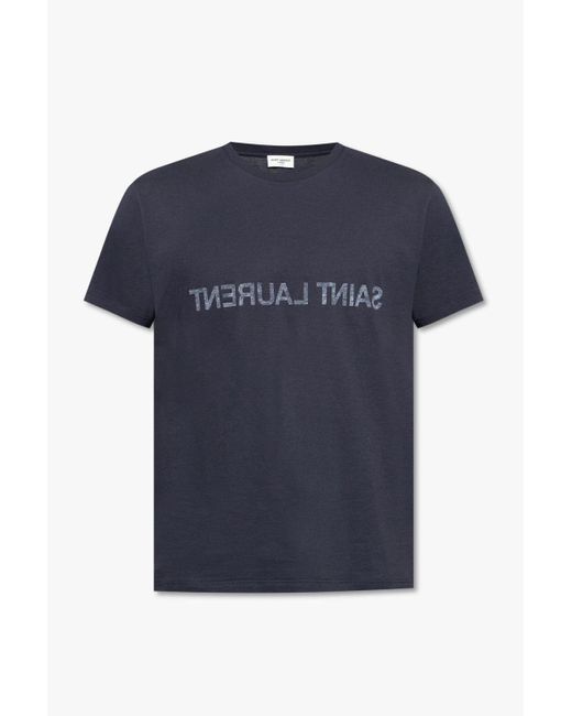 Saint Laurent Tshirt With Logo in Blue for Men Lyst