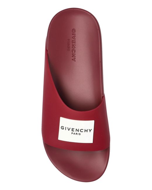 Givenchy Red Rubber Slides With Logo