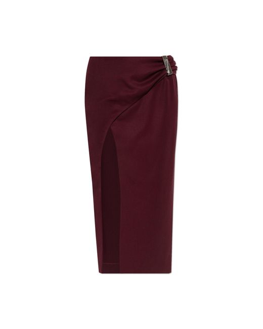 The Attico Red Draped Skirt With Slit