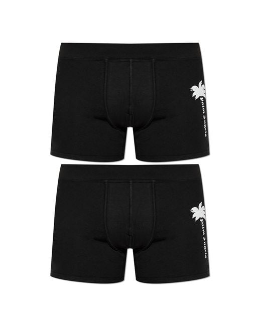 Palm Angels Black Two-Pack Of Boxers With Logo for men