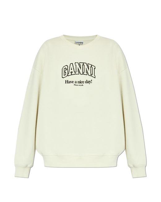 Ganni White Sweatshirt With Logo