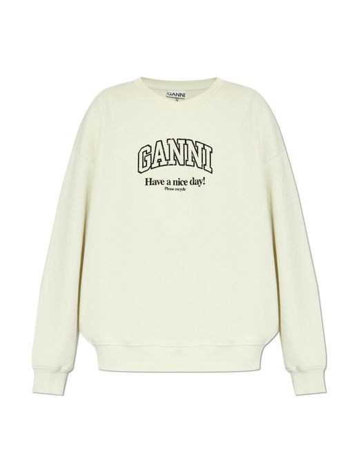 Ganni White Sweatshirt With Logo,