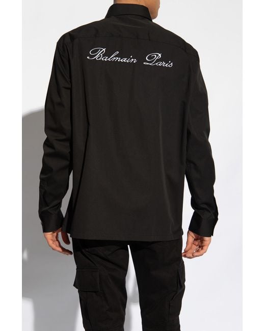 Balmain Black Cotton Shirt, for men