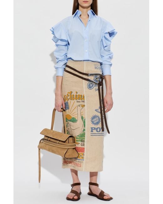Moschino Blue Shirt With Ruffles On The Shoulders