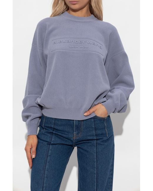 Alexander Wang Blue Sweater With Embossed Logo
