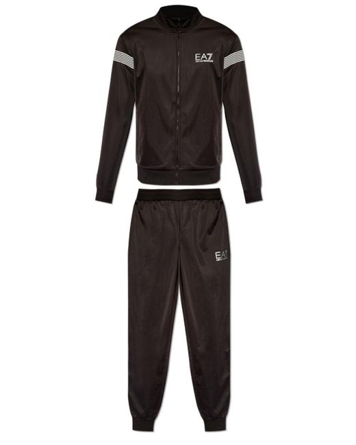 EA7 Black Hoodie & Sweatpants Set, for men