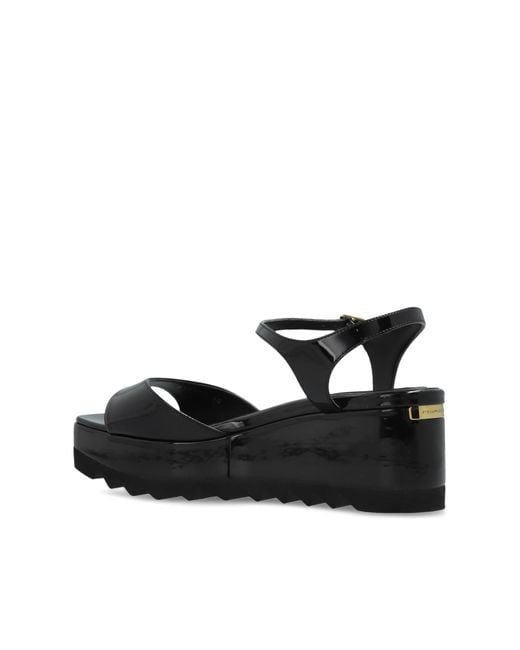 Stella McCartney Black "Elyse" Wedge Sandals