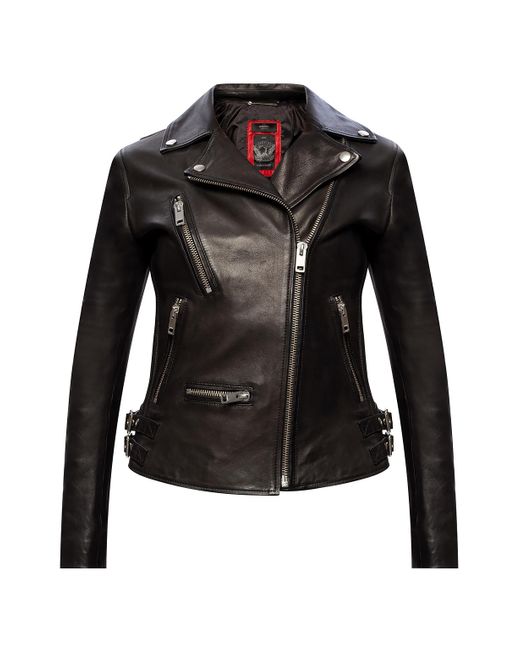 DIESEL 'monet' Leather Biker Jacket in Black | Lyst UK