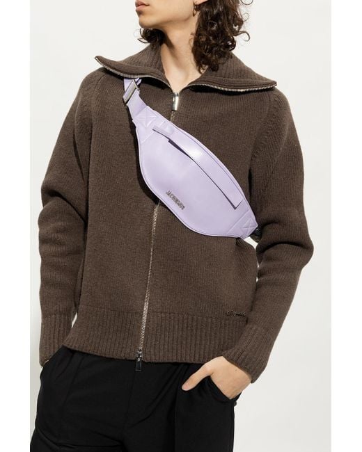 Jacquemus Leather 'le Banane Meunier' Belt Bag in Purple (Gray) for Men