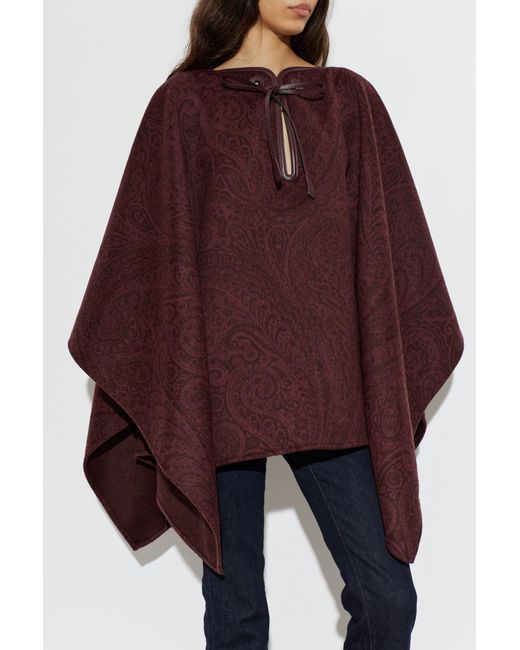 Etro Red Wool Poncho
