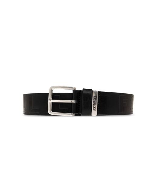DIESEL Black Leather Belt Logo B-Fsl-Outline' for men