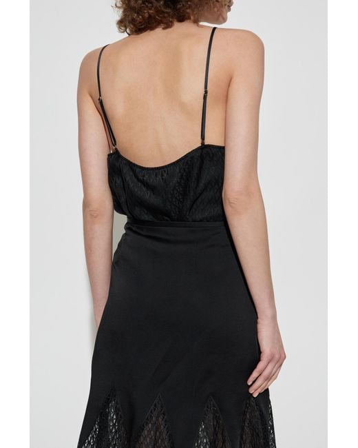 Versace Black Bodysuit With Lace Inserts,