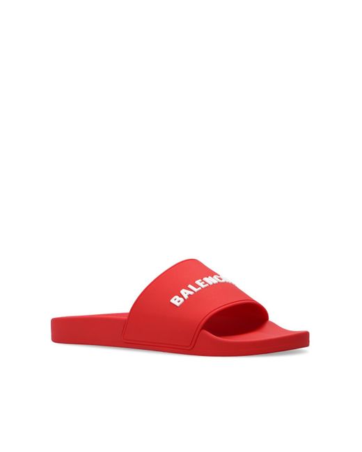 Balenciaga Logo Slides Red for Men - Lyst
