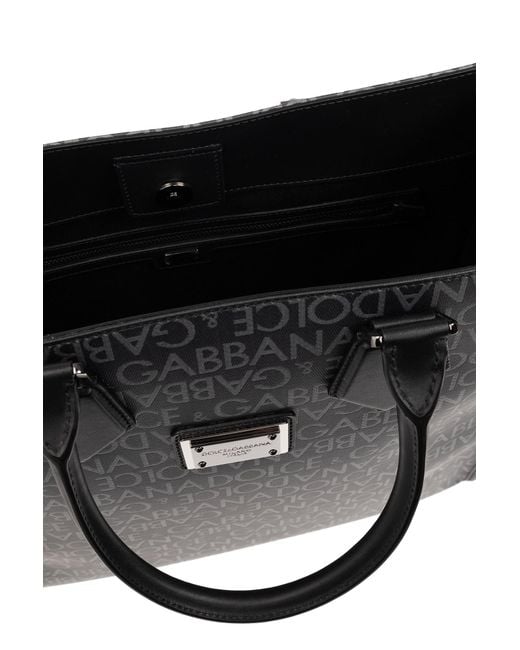 Dolce & Gabbana Black Shopper Bag With Monogram for men