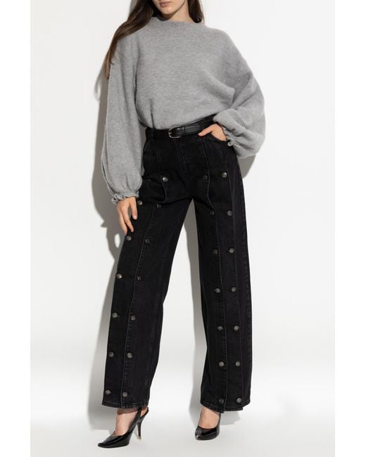ROTATE BIRGER CHRISTENSEN Gray Sweater With Puff Sleeves