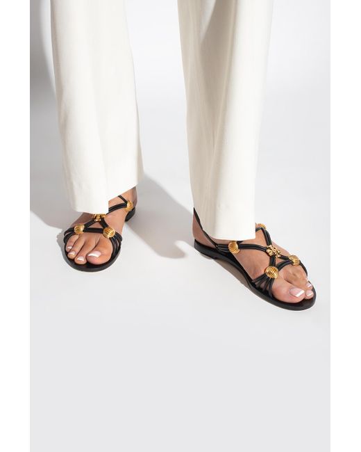 tory burch black leather sandals