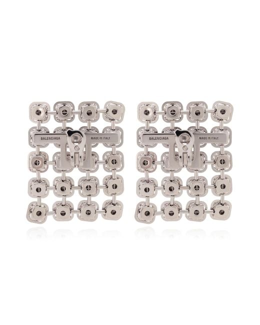 Balenciaga Black Earrings With Shimmering Crystals