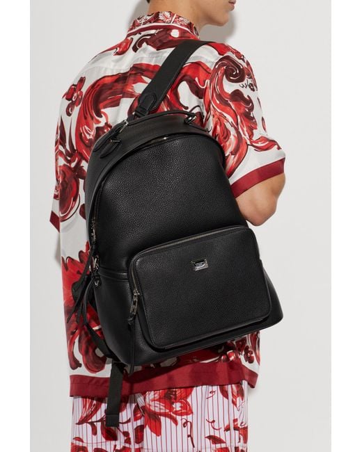 Dolce & Gabbana Black Leather Backpack 'Vittoria' for men