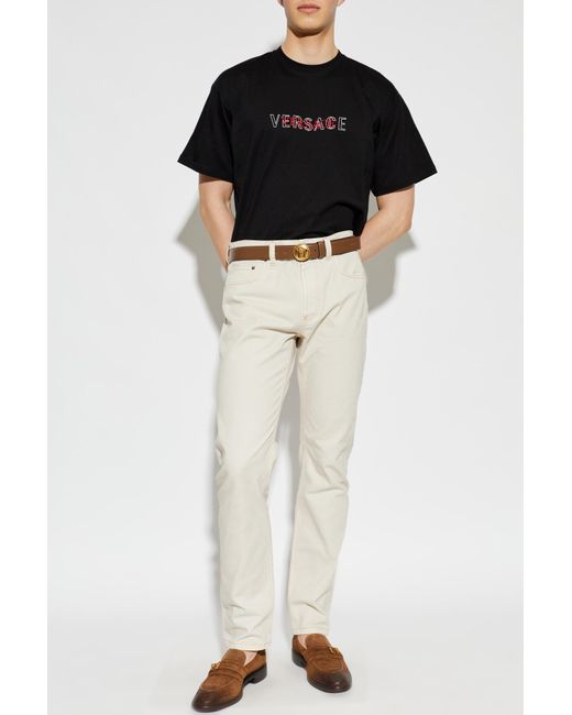 Versace Black T-Shirt With Logo for men