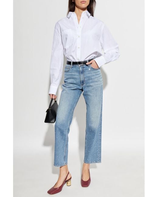 Rag & Bone Blue Jeans With Shimmering Crystals